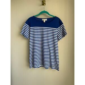 NWT Michael Kors Blue and White Stripe Top - Size Large